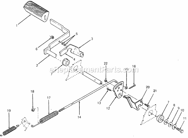 Cub Cadet 1325 (207401-239300, 132-223F100, 133-223F100) Lawn Tractor Brake Pedal & Connections Diagram