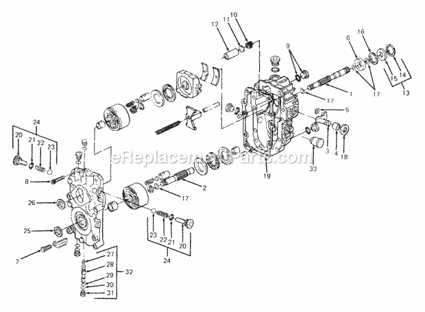 Cub Cadet 1330 (207401-239300, 133-233F100, 132-233F100) Lawn Tractor Hydro Pump Diagram