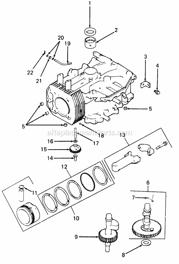 Cub Cadet 1405 (170601-207400, 130-243-100, 131-243-100) Lawn Tractor Crankcase Diagram