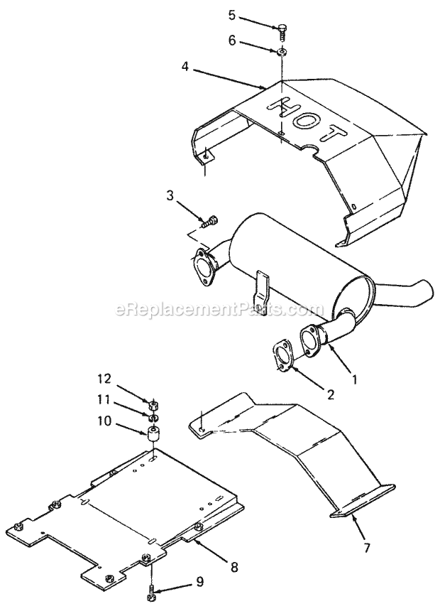 Cub Cadet 1440 (821060-880000, 144-633-100, 142-633-100, 145-) Garden Tractor Engine Mounting, Muffler & Air Duct Diagram