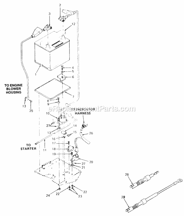 Cub Cadet 1440 (821060-880000, 144-633-100, 142-633-100, 145-) Garden Tractor Battery & Electrical Components Diagram