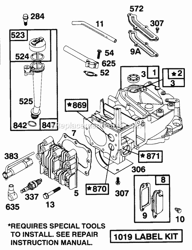 Cub Cadet 148N124 (124-148N100) (1994) Engine B&s 5 Hp Short Block Assembly Diagram