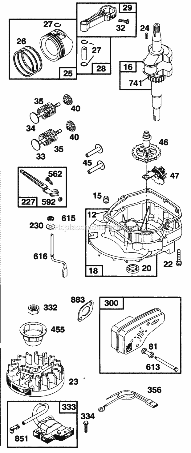 Cub Cadet 148N (125-898N100) (1995) Engine Engine Internal and Flywheel Assembly Diagram