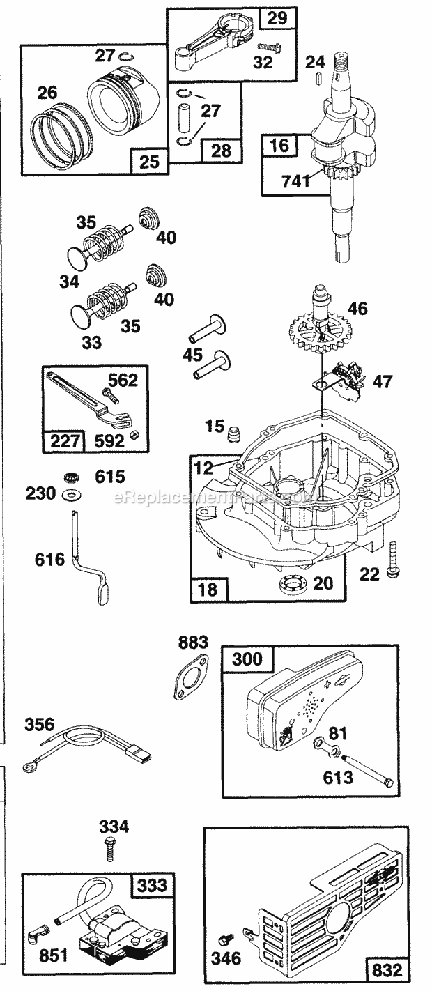 Cub Cadet 149R (126-149D100) (1996) Engine Engine Internal, Exhaust Components, Magneto Diagram