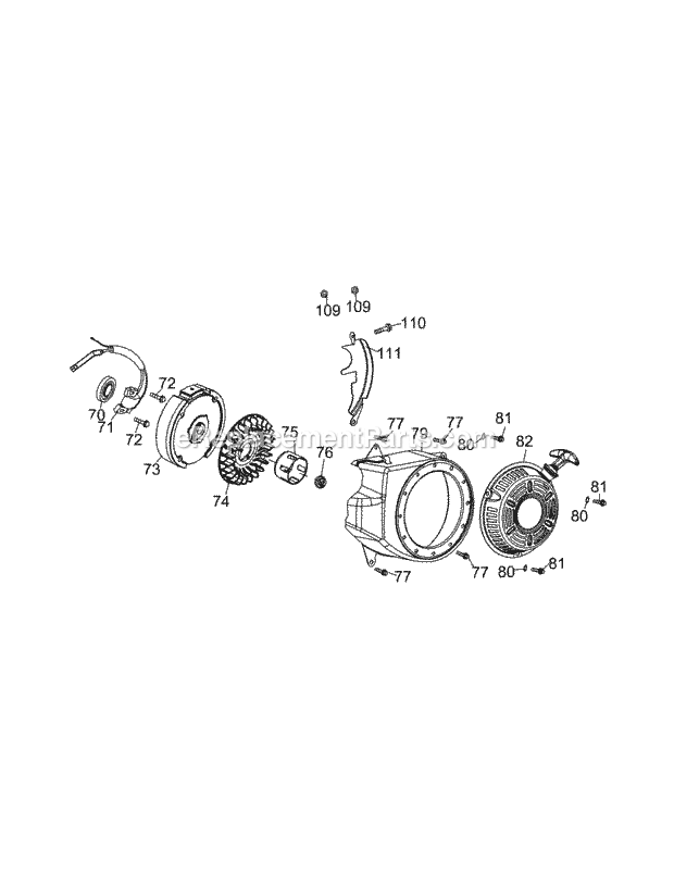 Cub Cadet 170-T0B Engine 170-T0b Flywheel & Shroud Diagram