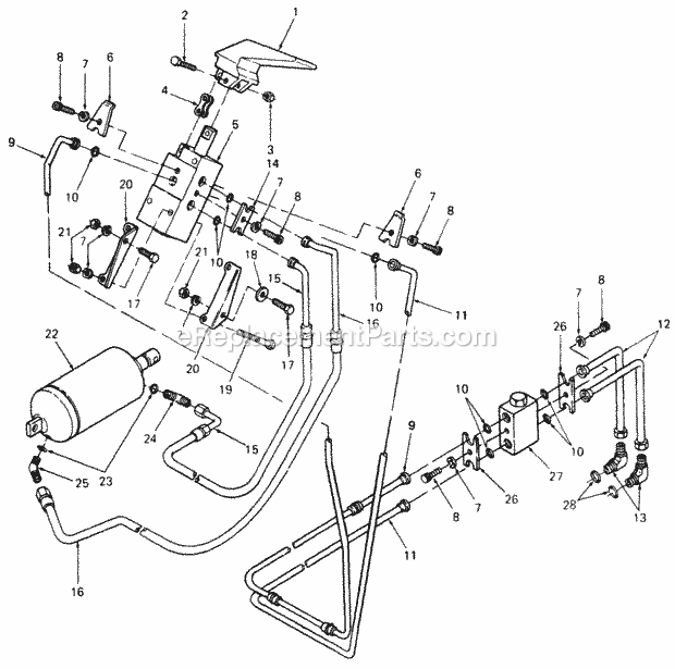 Cub Cadet 1863 (836001-880000, 145-664-100, 144-664-100, 143-) Garden Tractor Hydraulic Lift Controls Diagram