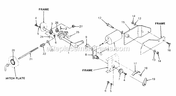 Cub Cadet 1863 (836001-880000, 145-664-100, 144-664-100, 143-) Garden Tractor Implement Lift and Down Stop Rod Diagram