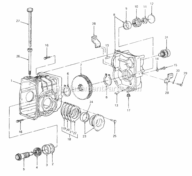 Cub Cadet 1863 (836001-880000, 145-664-100, 144-664-100, 143-) Garden Tractor Transmission - Rear and Adapter Housings Diagram