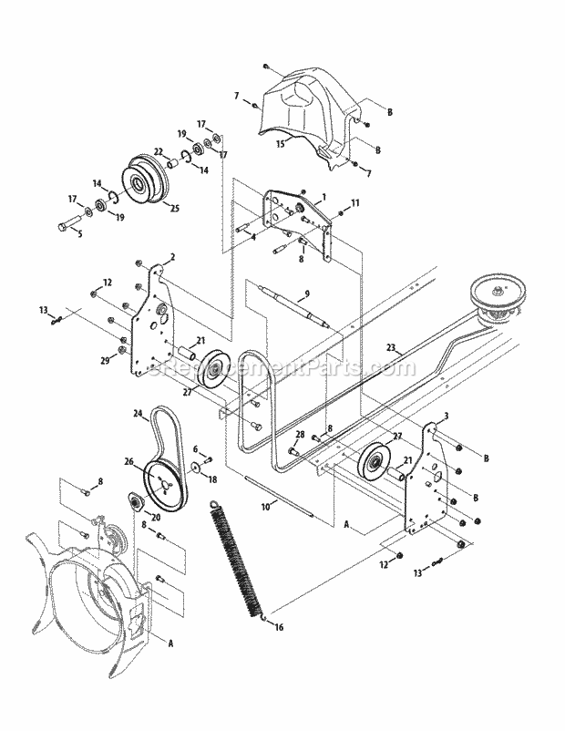 Cub Cadet 19A40023 (19A40023100) 42-Inch 3X Snow Thrower Frame Assembly Diagram