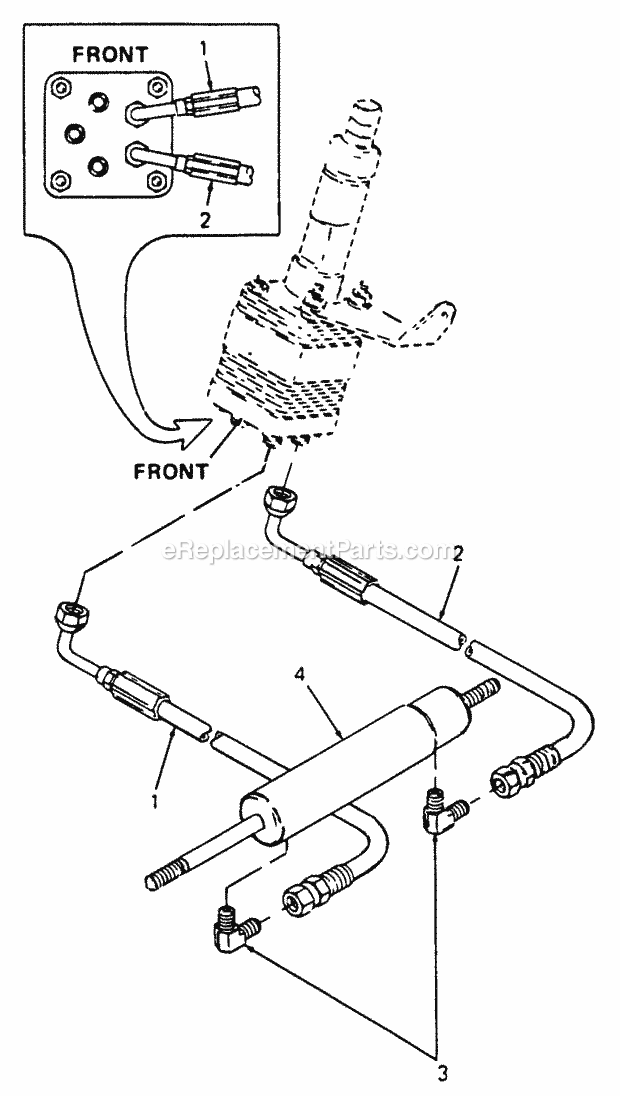 Cub Cadet 2086 (880001-899000, 14A-735-100, 146-735-100) Super Garden Tractor Power Steering Cylinder and Hydraulic Lines Diagram