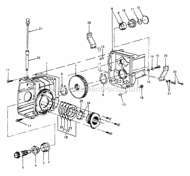 Cub Cadet 2086 (880001-899000, 14A-735-100, 146-735-100) Super Garden Tractor Transmission-Rear and Adapter Housings Diagram