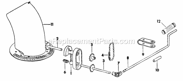 Cub Cadet 268 (1977-1983) Snow Blower Chute Control & Connections (Up to 1972 W/Product Id No. 268u1111) Diagram