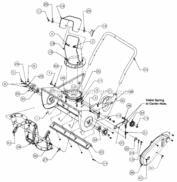 Cub Cadet 321R (31A-142-101) (1998) Snow Thrower Shave Plate & Chute/Frame Assembly Diagram