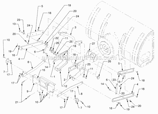 Cub Cadet 340 (190-340-100) 40-In Snow Thrower Mounting Hitch/Sub Frame Diagram