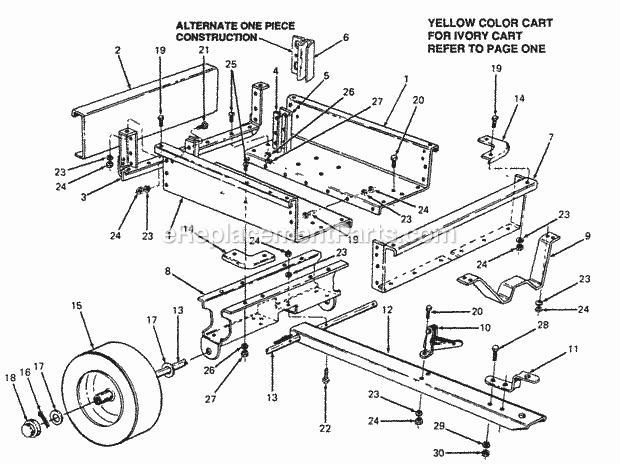 Cub Cadet 368 (190-368-100, 190-368A100, 190-368B100) 10 Cu. Ft. Hd Utility Cart 10 Cu. Ft. Utility Cart - Yellow Diagram