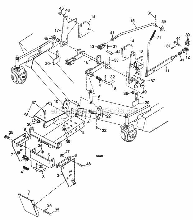Cub Cadet 404 (590-404-100) Mid Mount 72-In Mower Deck Front Mounting Diagram
