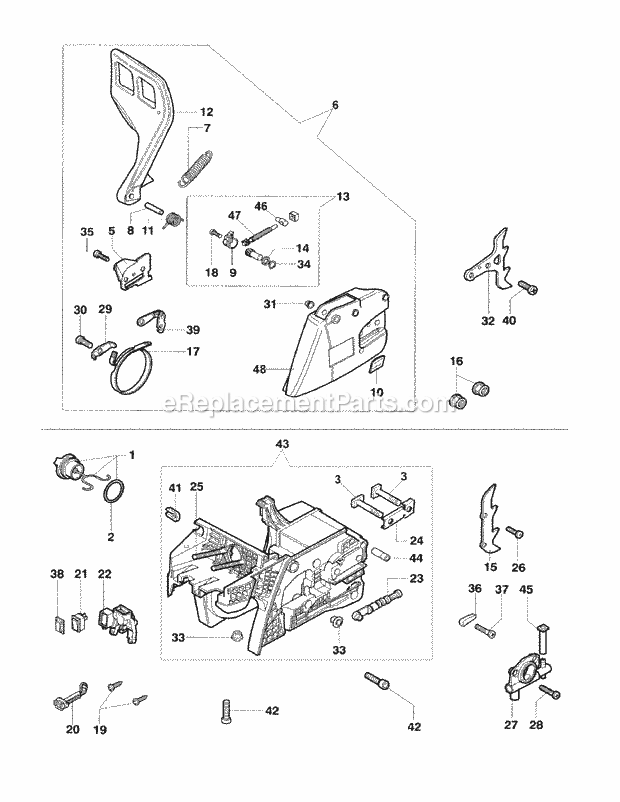 Cub Cadet 5018 (59AM658-150, 59AM658-050, 59AM658-750) Cs Chain Saw Crankcase Diagram