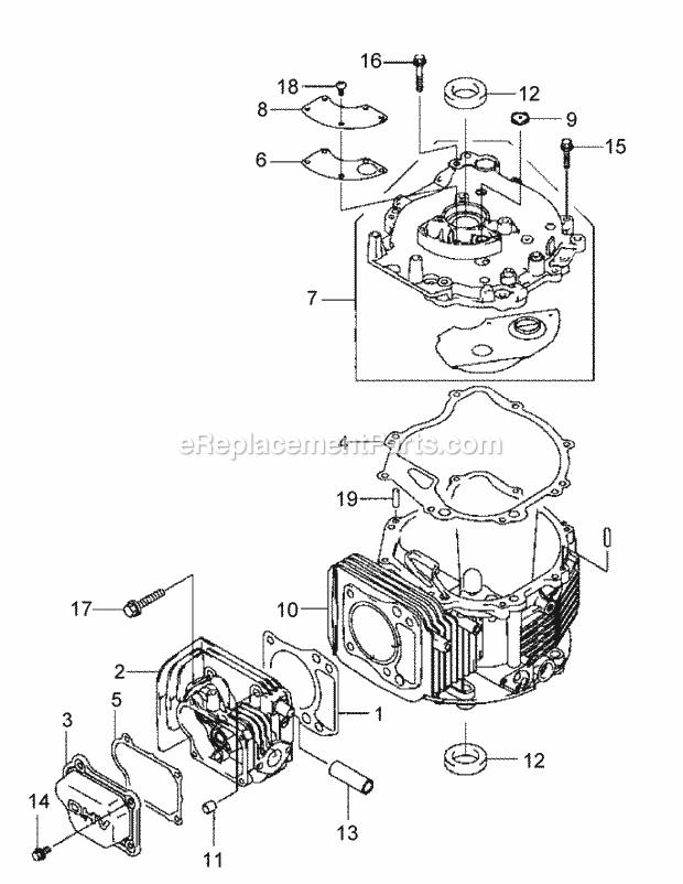 Cub Cadet 56A443TH (56A443TH750) (2009 & 2010) Self-Propelled Spreader Xp Stand-On Spreader Kawasaki Fj180v-As05 Cylinder & Crankcase Diagram