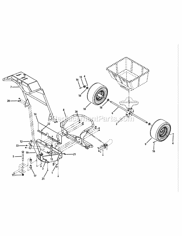 Cub Cadet 56A443TH (56A443TH750) (2009 & 2010) Self-Propelled Spreader Xp Stand-On Spreader Front Frame Assembly Diagram