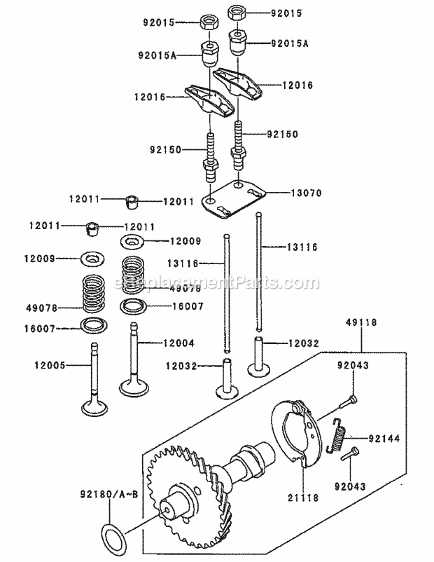 Cub Cadet 56A843VK (56A843VK750) Renovator Kawasaki Fe250d-As09 Valve & Camshaft Diagram