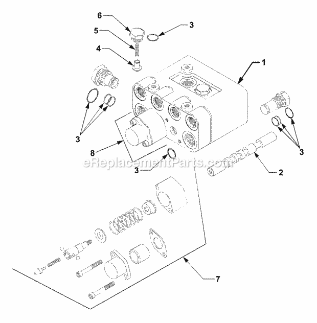 Cub Cadet 642 (590-642-100) Front Loader 72-In Hydraulic Valve Assembly Diagram