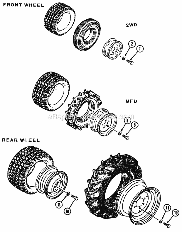 Cub Cadet 7000 (54A-413D100) Tractor Wheel Mounting Hardware - Mfd Diagram