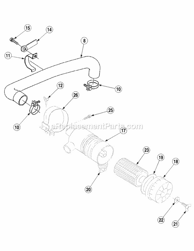 Cub Cadet 7000 (54A-413D100) Tractor Air Cleaner Sn 21678 & Above Diagram