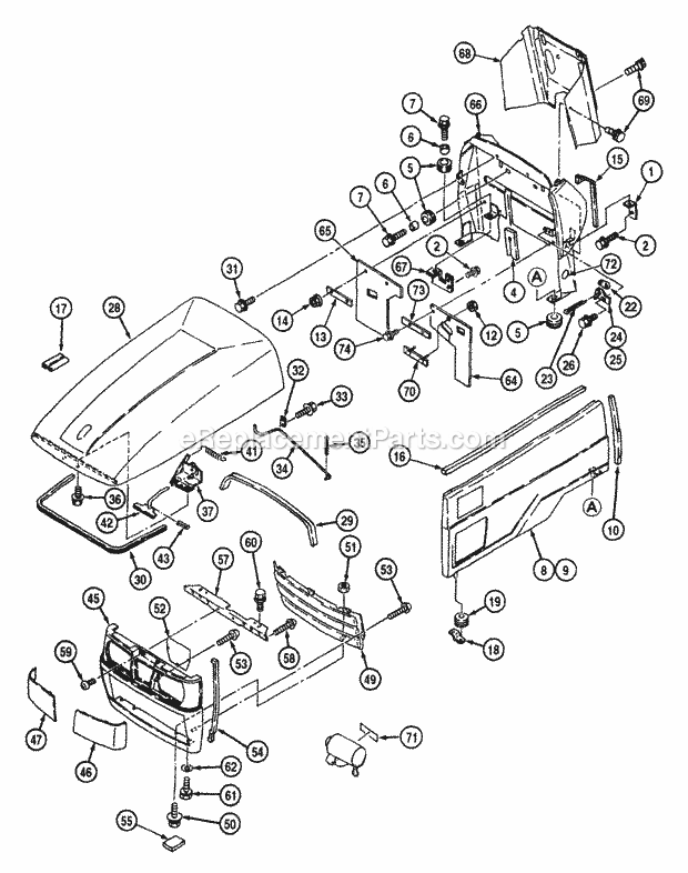 Cub Cadet 7000 (54A-413D100) Tractor Bonnet (Hood) Diagram