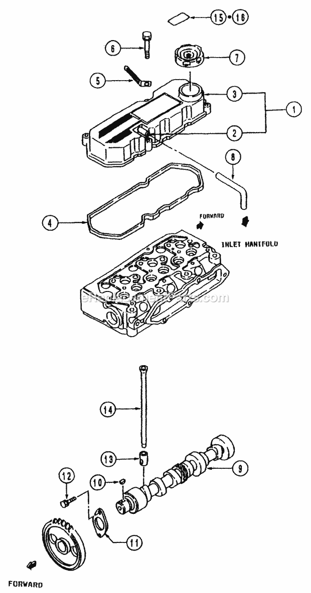 Cub Cadet 7000 (54A-413D100) Tractor Rocker Cover & Camshaft - Gear Drive Diagram