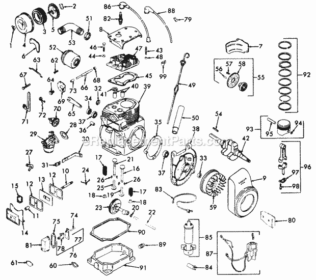 Cub Cadet 70 100, 100 Garden Tractor Engine-K181 Series-8 Hp Diagram