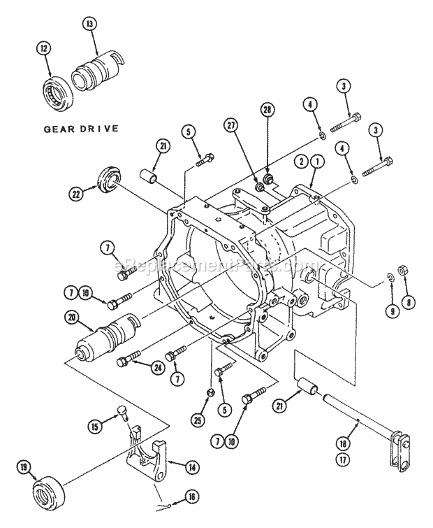 Cub Cadet 7192 (544-412D100, 546-412D100) Tractor Clutch Housing (Gear Drive) Diagram