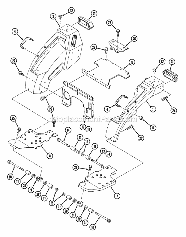 Cub Cadet 7192 (544-412D100, 546-412D100) Tractor Fender and Step (Gear Drive) Diagram