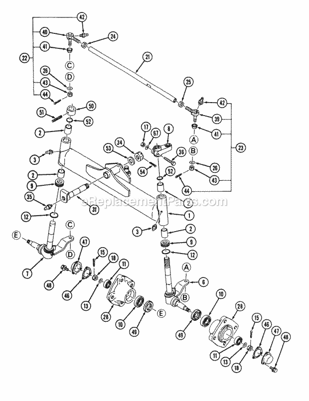 Cub Cadet 7192 (544-412D100, 546-412D100) Tractor Front Axle - 2wd Diagram