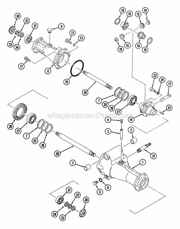 Cub Cadet 7192 (544-412D100, 546-412D100) Tractor Front Axle - Mfd, 4wd (Part 1) Diagram