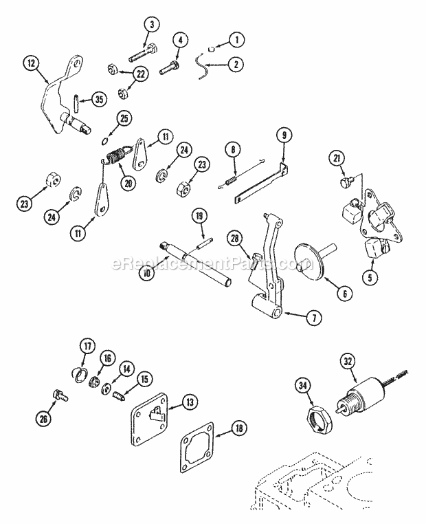 Cub Cadet 7192 (544-412D100, 546-412D100) Tractor Governor Parts - 19hp Diagram