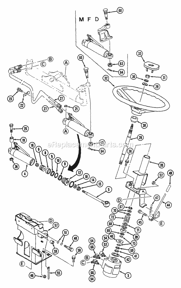 Cub Cadet 7192 (544-412D100, 546-412D100) Tractor Steering Assembly - Mfd (Part 1) Diagram