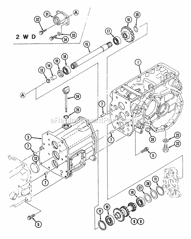 Cub Cadet 7192 (544-412D100, 546-412D100) Tractor Transmission Live - Mfd (Part 1) Diagram