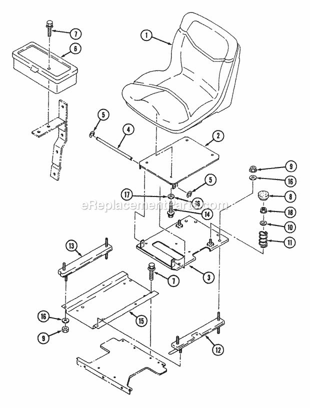 Cub Cadet 7193 (546A422-100, 546C422-100) Tractor Seat and Tool Box Diagram