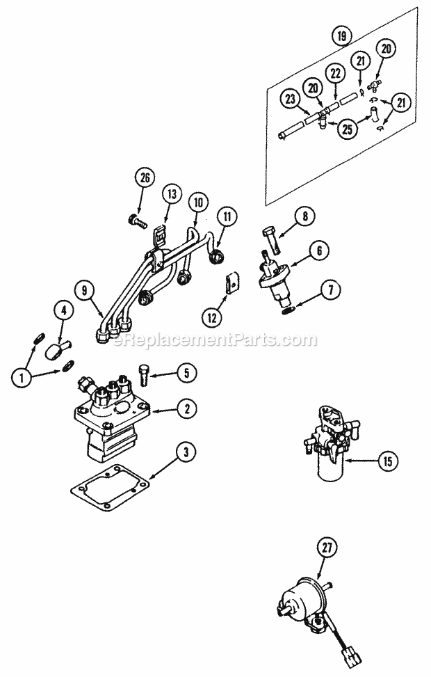 Cub Cadet 7195 (544-442D100, 545-442D100) Tractor Fuel Supply Parts - 19hp Diagram