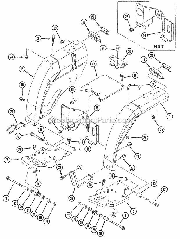 Cub Cadet 7232 (544-414D100, 545-414D100, 546-414D100) Tractor Fender and Step (Gear Drive) Diagram