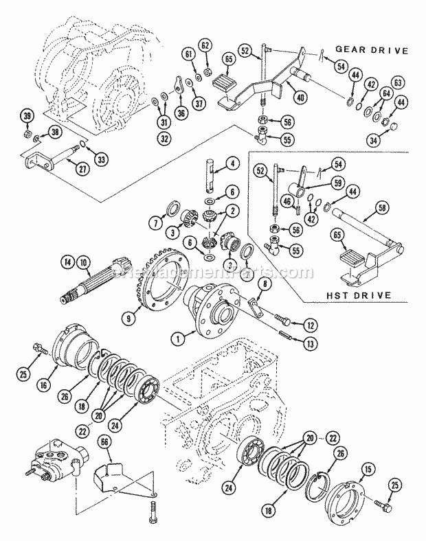 Cub Cadet 7232 (544-414D100, 545-414D100, 546-414D100) Tractor Final Drive (Gear Drive) - 2wd Diagram