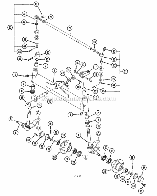 Cub Cadet 7232 (544-414D100, 545-414D100, 546-414D100) Tractor Front Axle 723 Series - 2wd (Solid Front Axle) Diagram