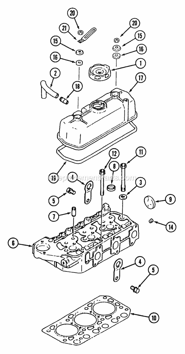 Cub Cadet 7233 (546E424-100, 546J424-100, 546G424-100) Tractor Cylinder Head Diagram