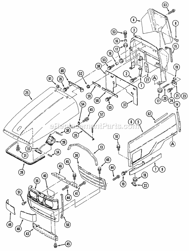 Cub Cadet 7233 (546E424-100, 546J424-100, 546G424-100) Tractor Bonnet (Hood) Diagram