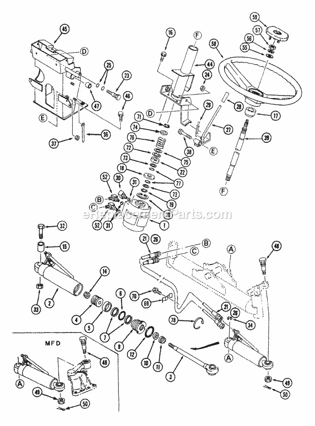 Cub Cadet 7233 (546E424-100, 546J424-100, 546G424-100) Tractor Steering - 2wd Diagram