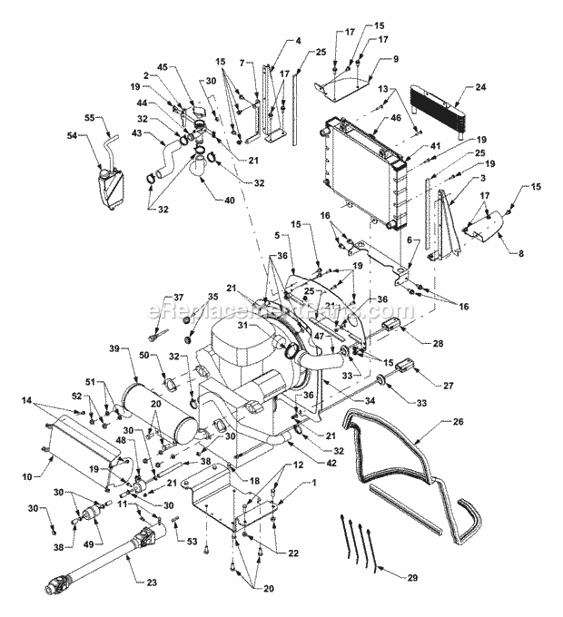 Cub Cadet 7252 (54AG722-100) Tractor Engine and Drive Shaft Diagram