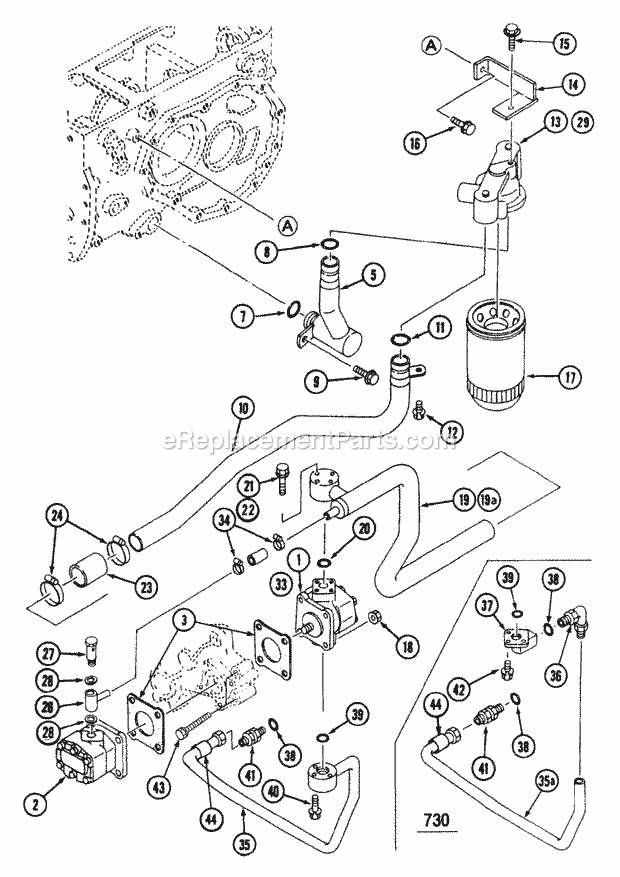 Cub Cadet 7265 (54A-445D100) Tractor Hydraulic Line Gear Drive 726 (Part 1) Diagram