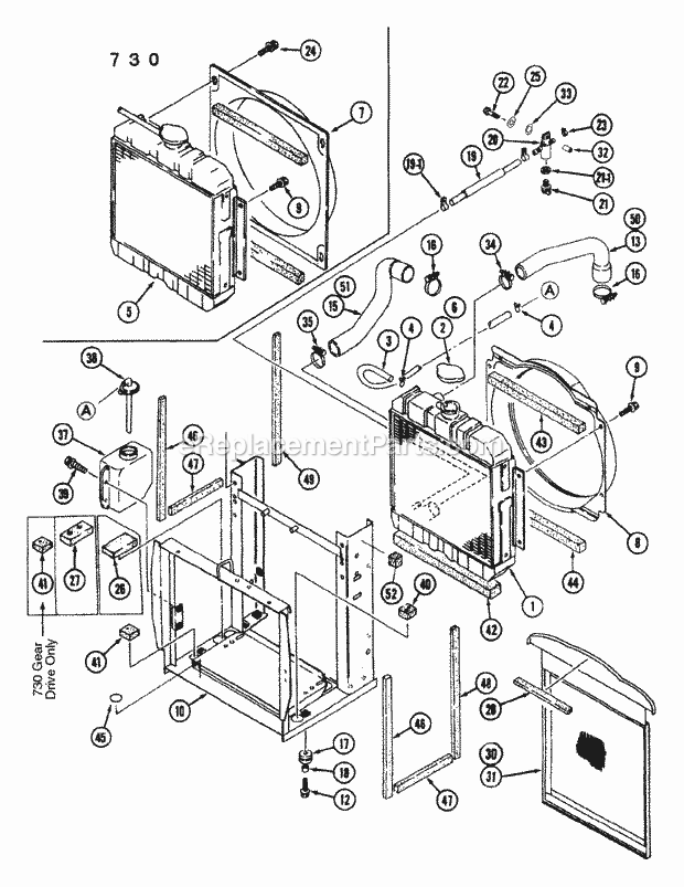 Cub Cadet 7265 (54A-445D100) Tractor Radiator - Gear Drive 726 Diagram