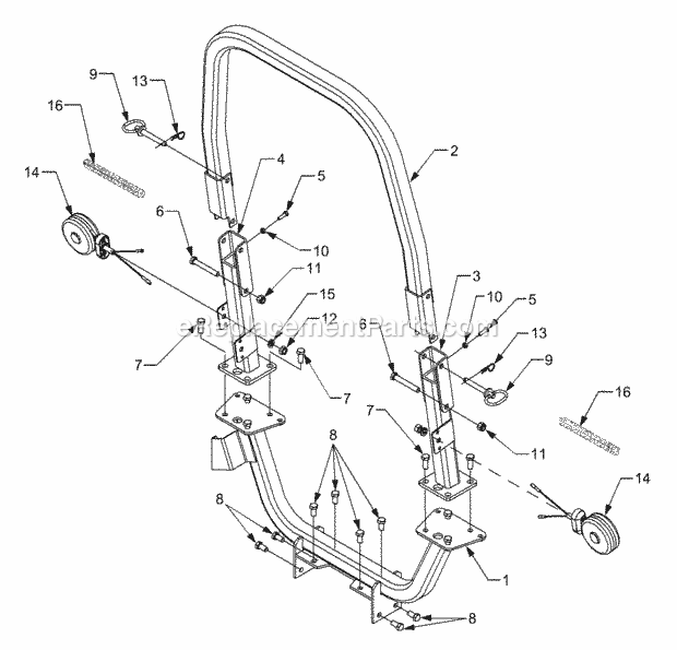 Cub Cadet 7304 (54AT741-100, 54BT741-100, 54BD741-100, 54AD74) Tractor Foldable Rops Diagram