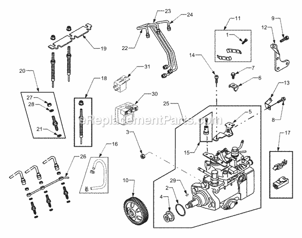 Cub Cadet 7304 (54AT741-100, 54BT741-100, 54BD741-100, 54AD74) Tractor Fuel Injection System Diagram